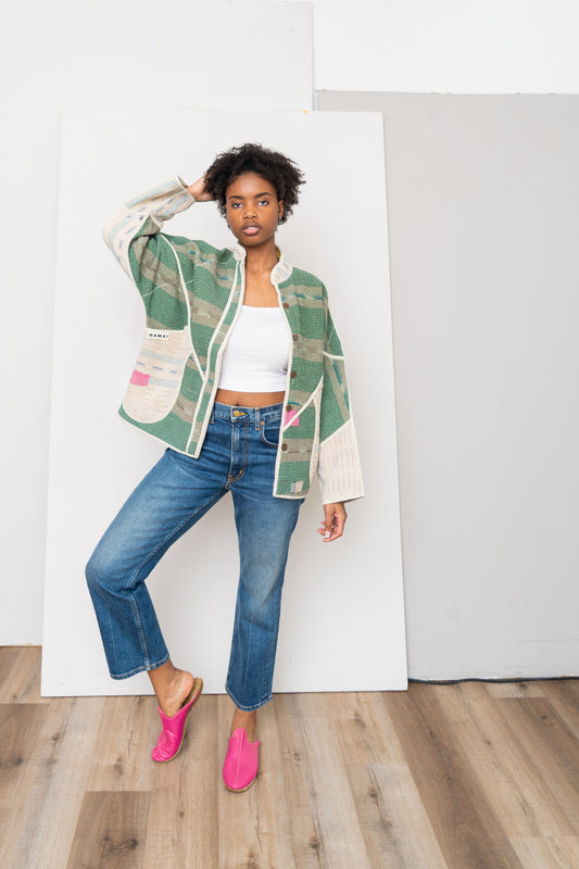 The Ladhiya Quilted Patchwork Kantha Jacket