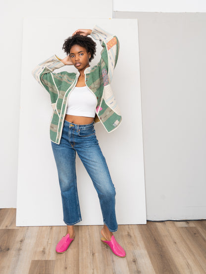 The Ladhiya Quilted Patchwork Kantha Jacket