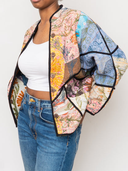 The Ladhiya Petite Quilted Suzani Kantha Jacket