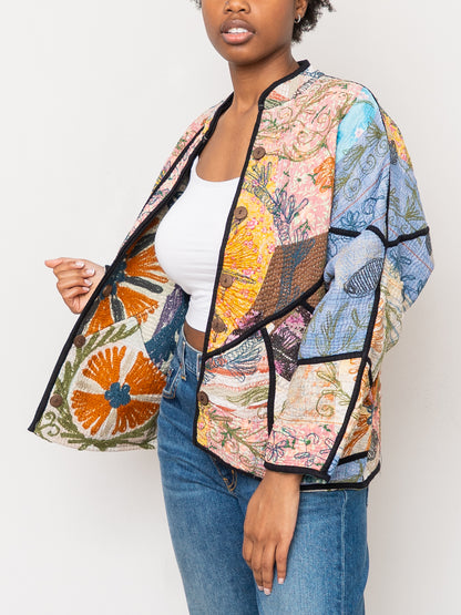 The Ladhiya Petite Quilted Suzani Kantha Jacket