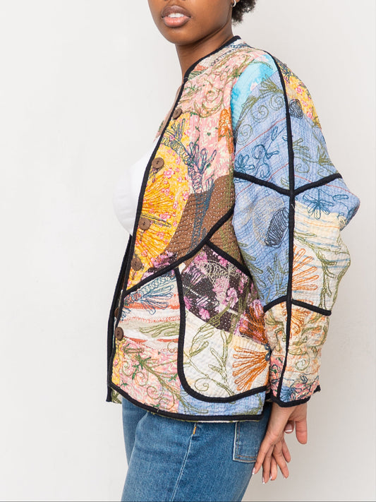 The Ladhiya Petite Quilted Suzani Kantha Jacket
