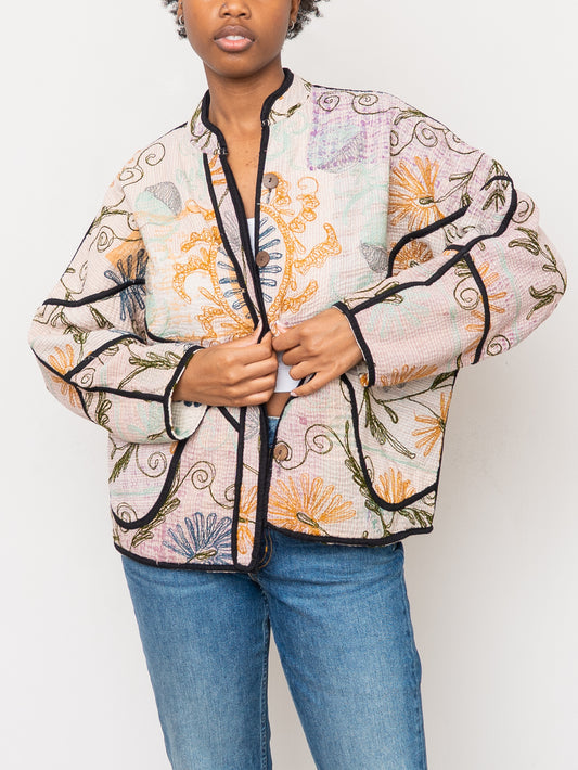 The Ladhiya Petite Quilted Suzani Kantha Jacket