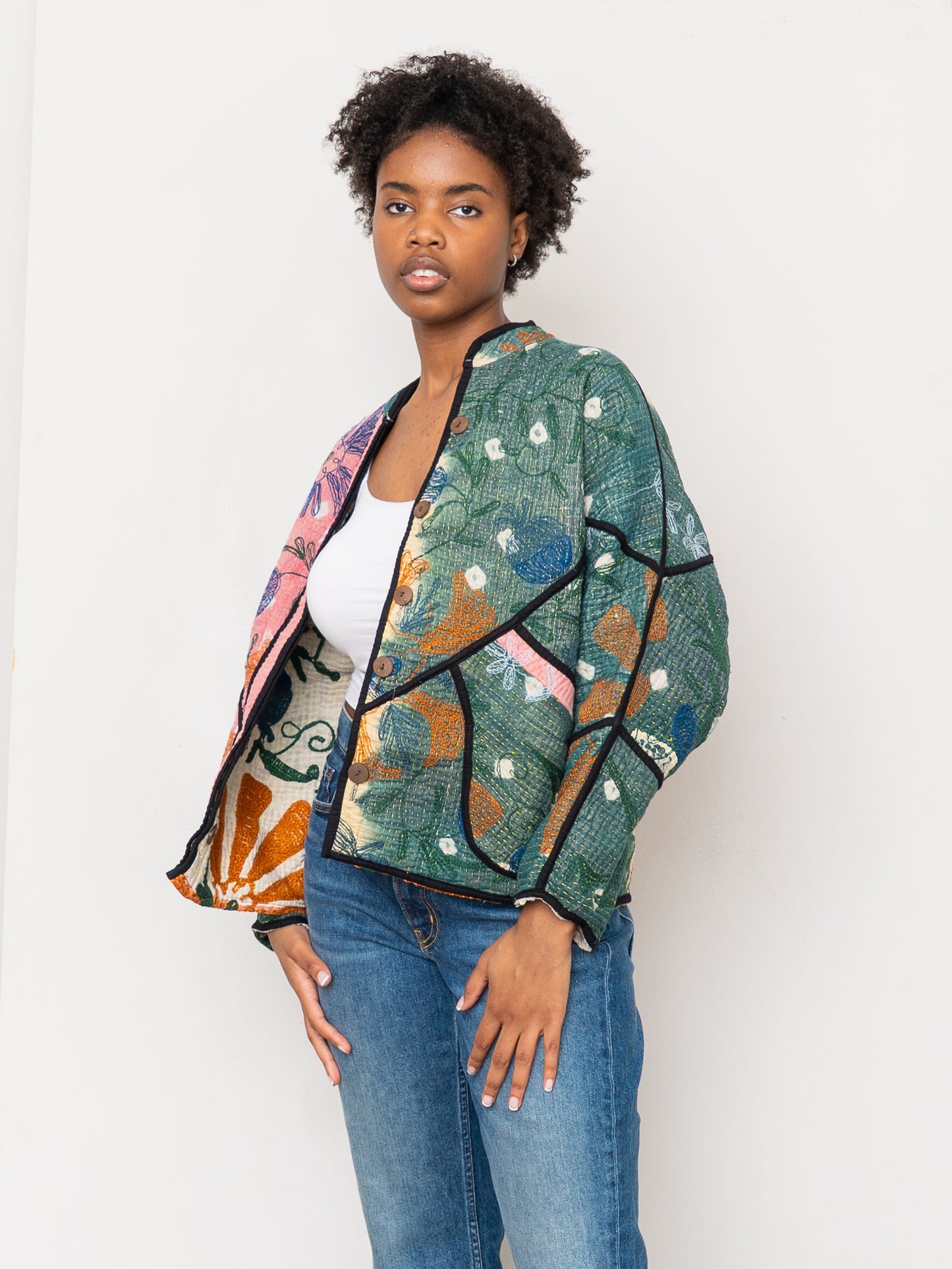 The Ladhiya Petite Quilted Suzani Kantha Jacket