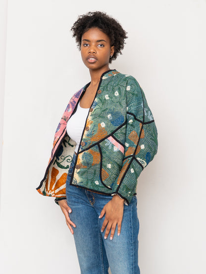 The Ladhiya Petite Quilted Suzani Kantha Jacket