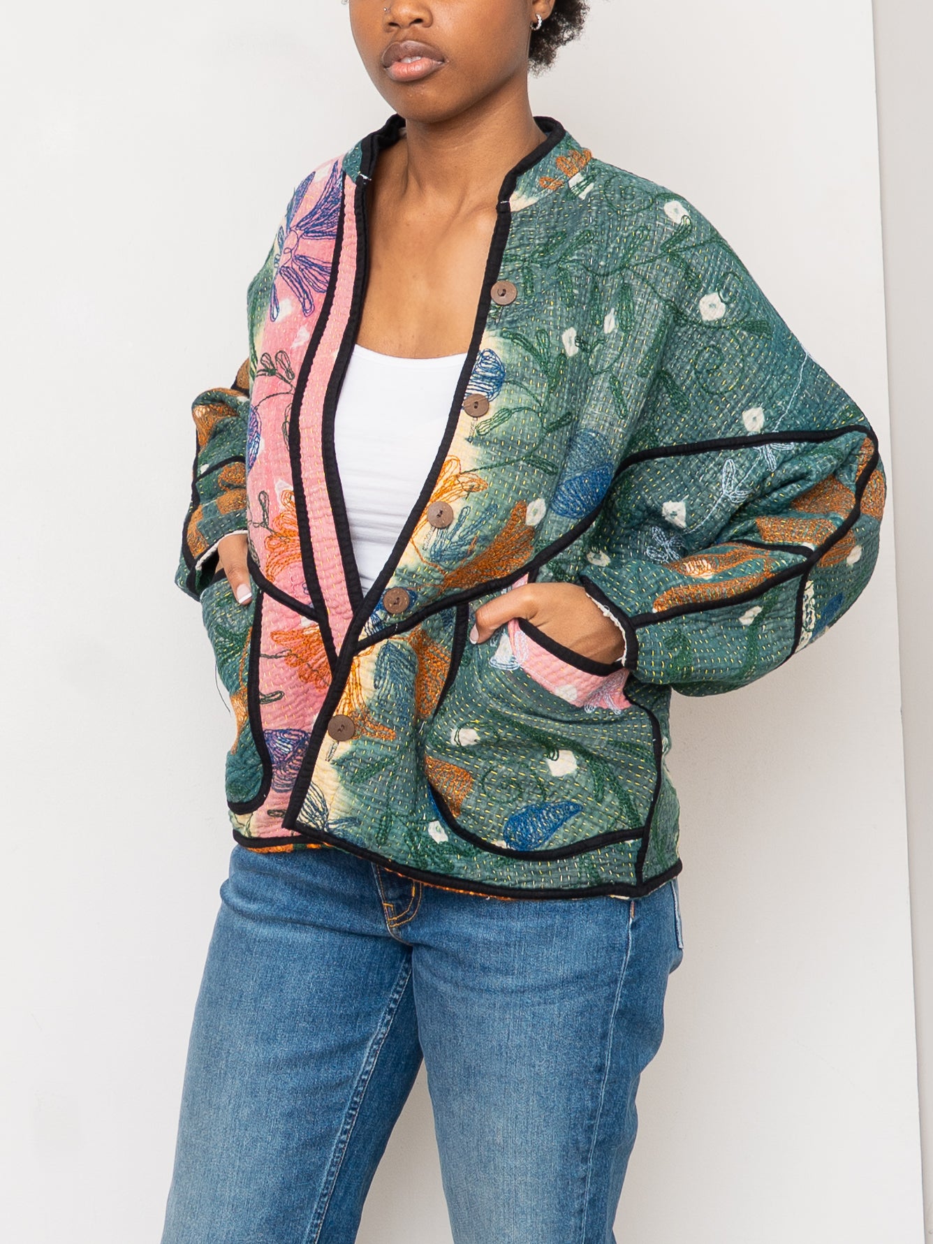 The Ladhiya Petite Quilted Suzani Kantha Jacket