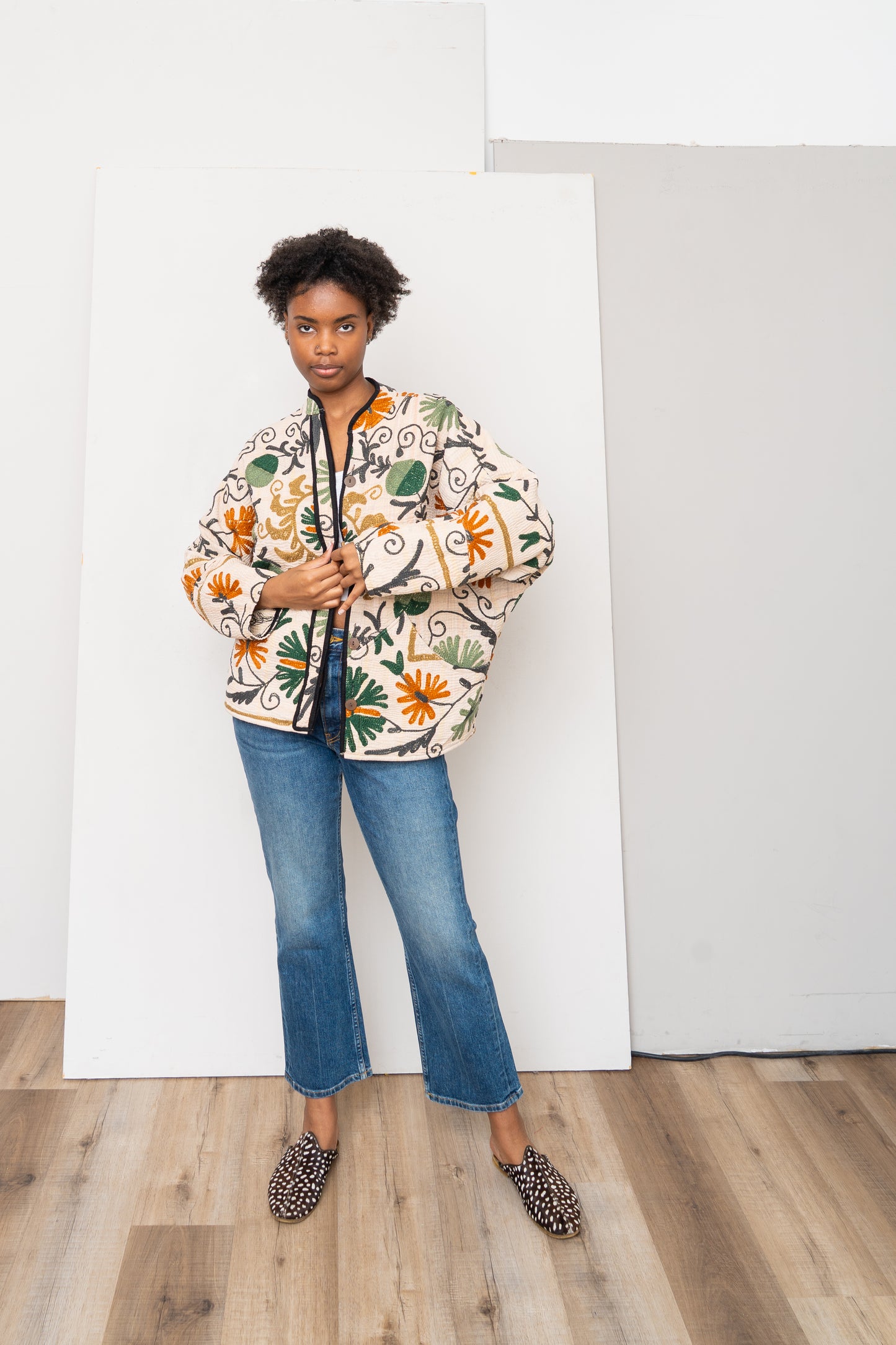 The Ladhiya Petite Quilted Suzani Kantha Jacket