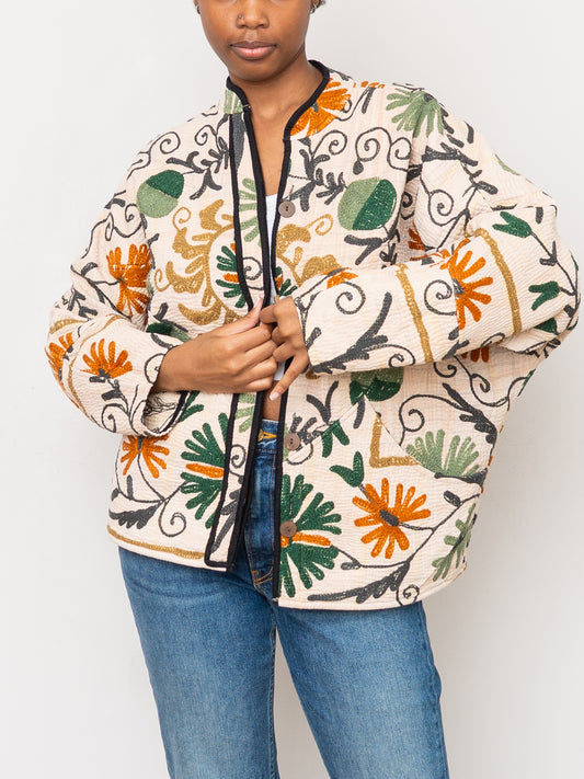 The Ladhiya Petite Quilted Suzani Kantha Jacket