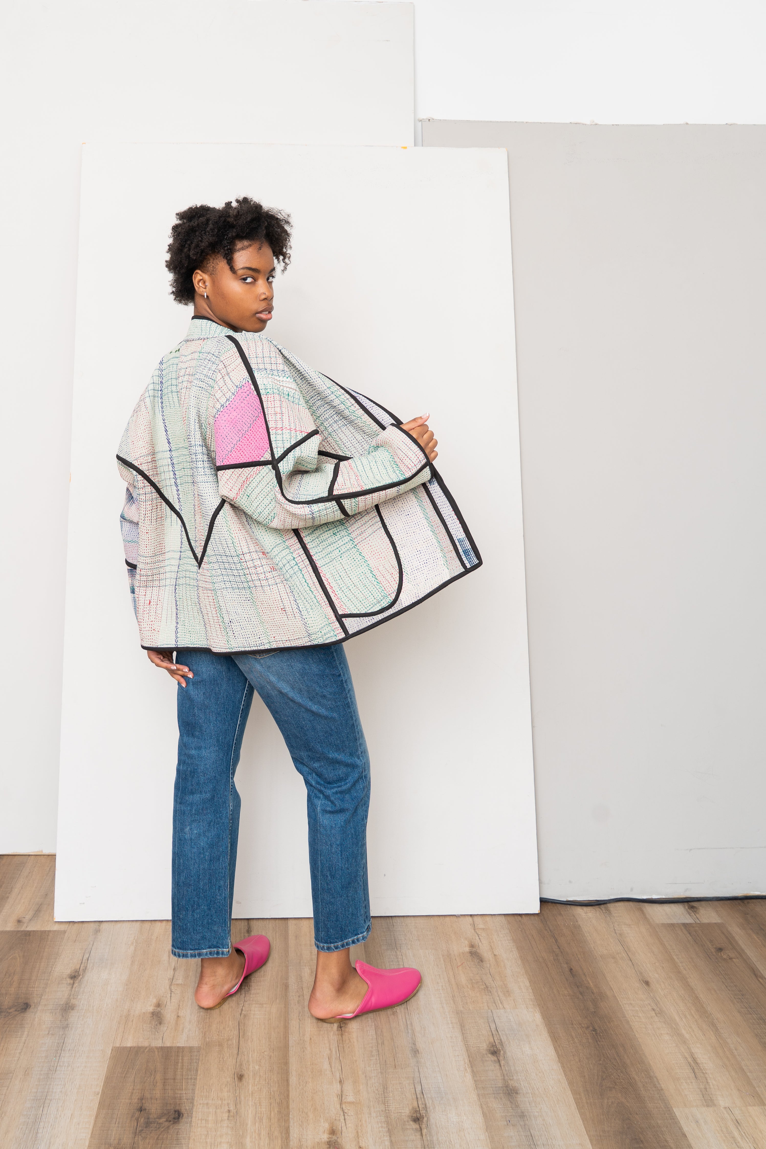 The Ladhiya Quilted Patchwork Kantha Jacket
