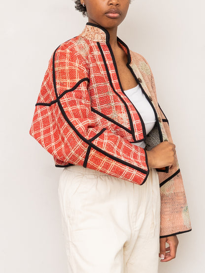 The Kaira Cropped Quilted Patchwork Kantha Jacket