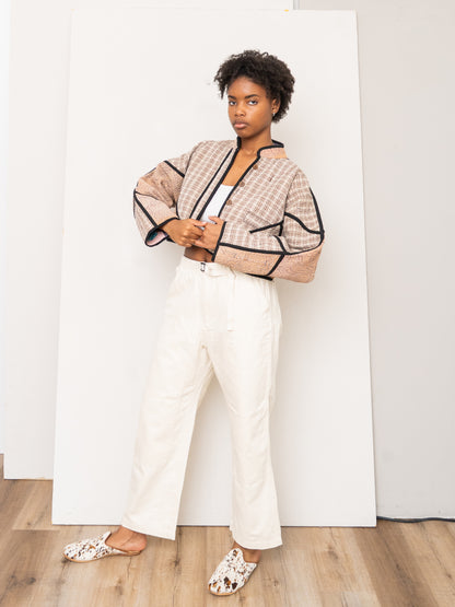 The Kaira Cropped Quilted Patchwork Kantha Jacket