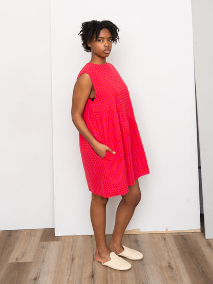 The Anan Short Gathered Dress Short ~ Petunia Check