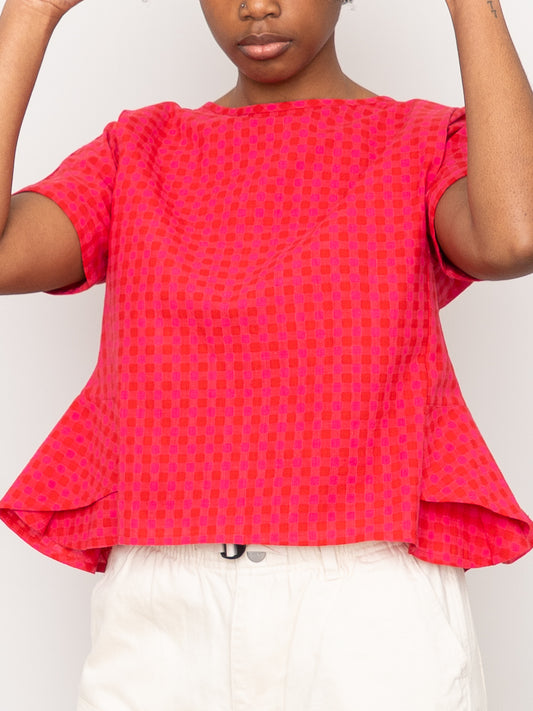 The Nima Peplum Top ~ Petunia Check