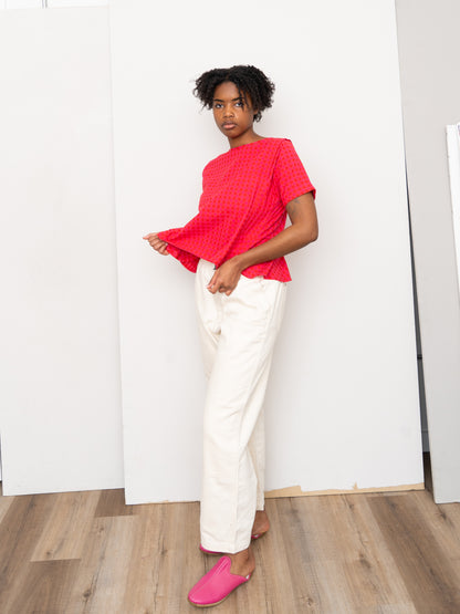 The Nima Peplum Top ~ Petunia Check