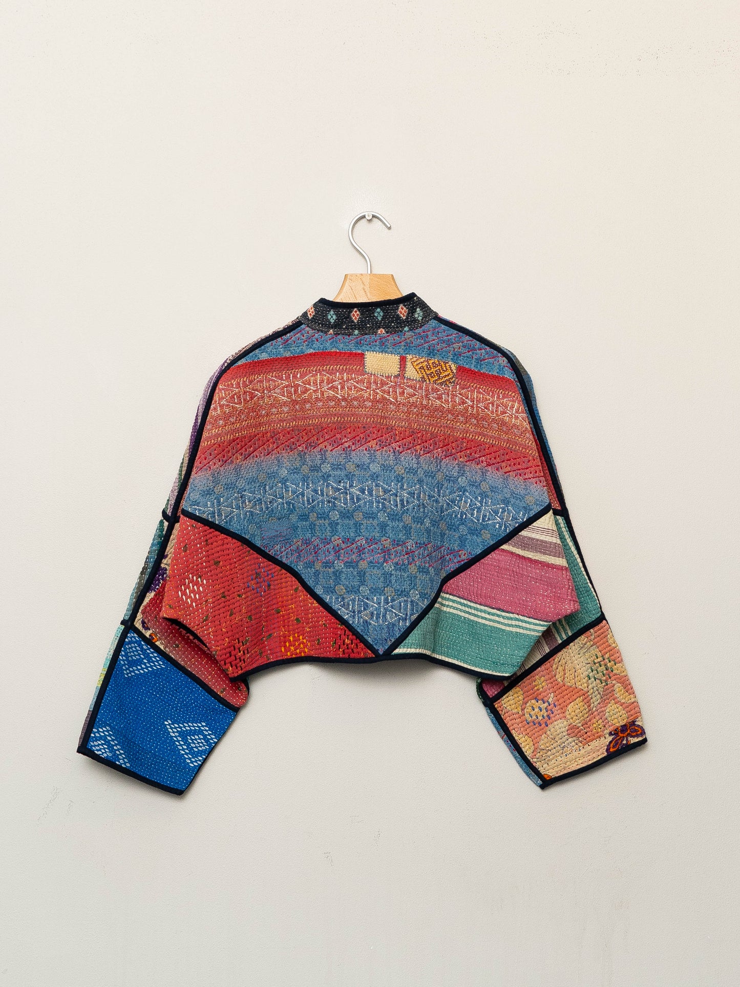 The Kaira Cropped Quilted Patchwork Kantha Jacket