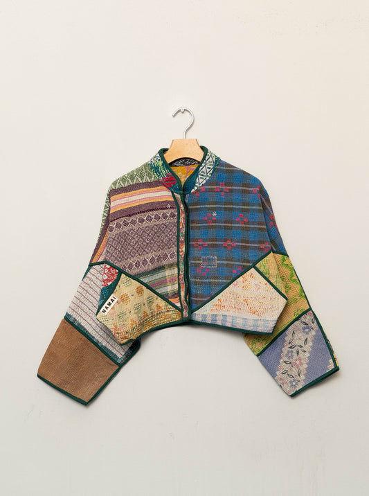 The Kaira Cropped Quilted Patchwork Kantha Jacket