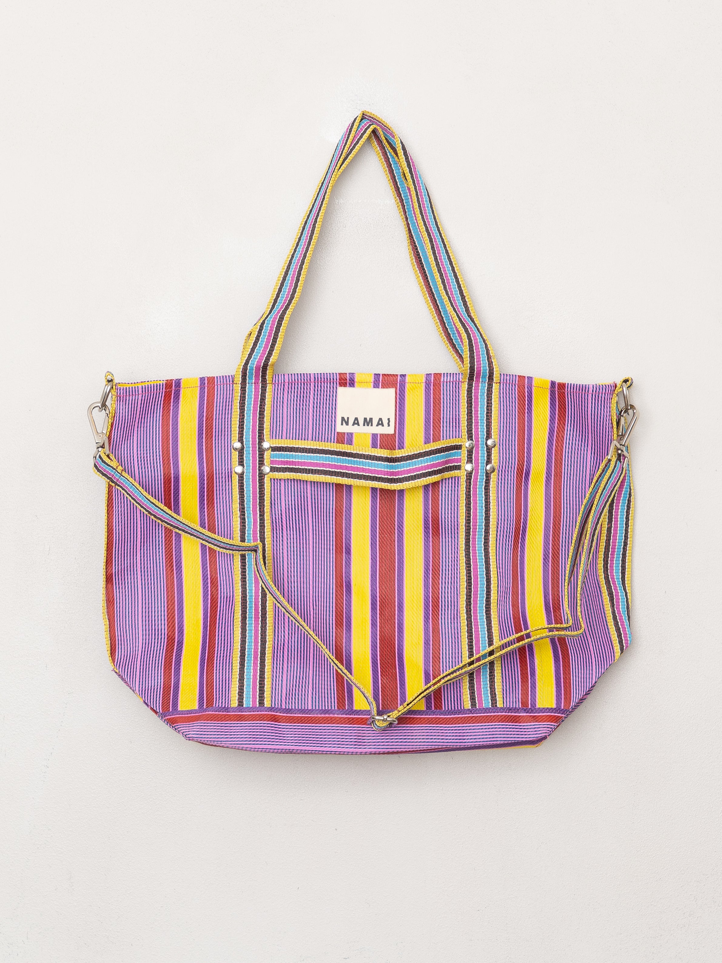 The Goa Recycled Nylon Travel Tote - Candy Stripe