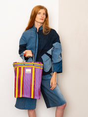 The Goa Market Recycled Nylon Tote Bag - Candy Stripe
