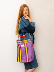 The Goa Market Recycled Nylon Tote Bag - Candy Stripe