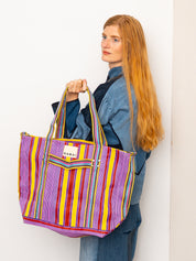 The Goa Recycled Nylon Travel Tote - Candy Stripe