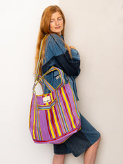 The Goa Recycled Nylon Travel Tote - Candy Stripe