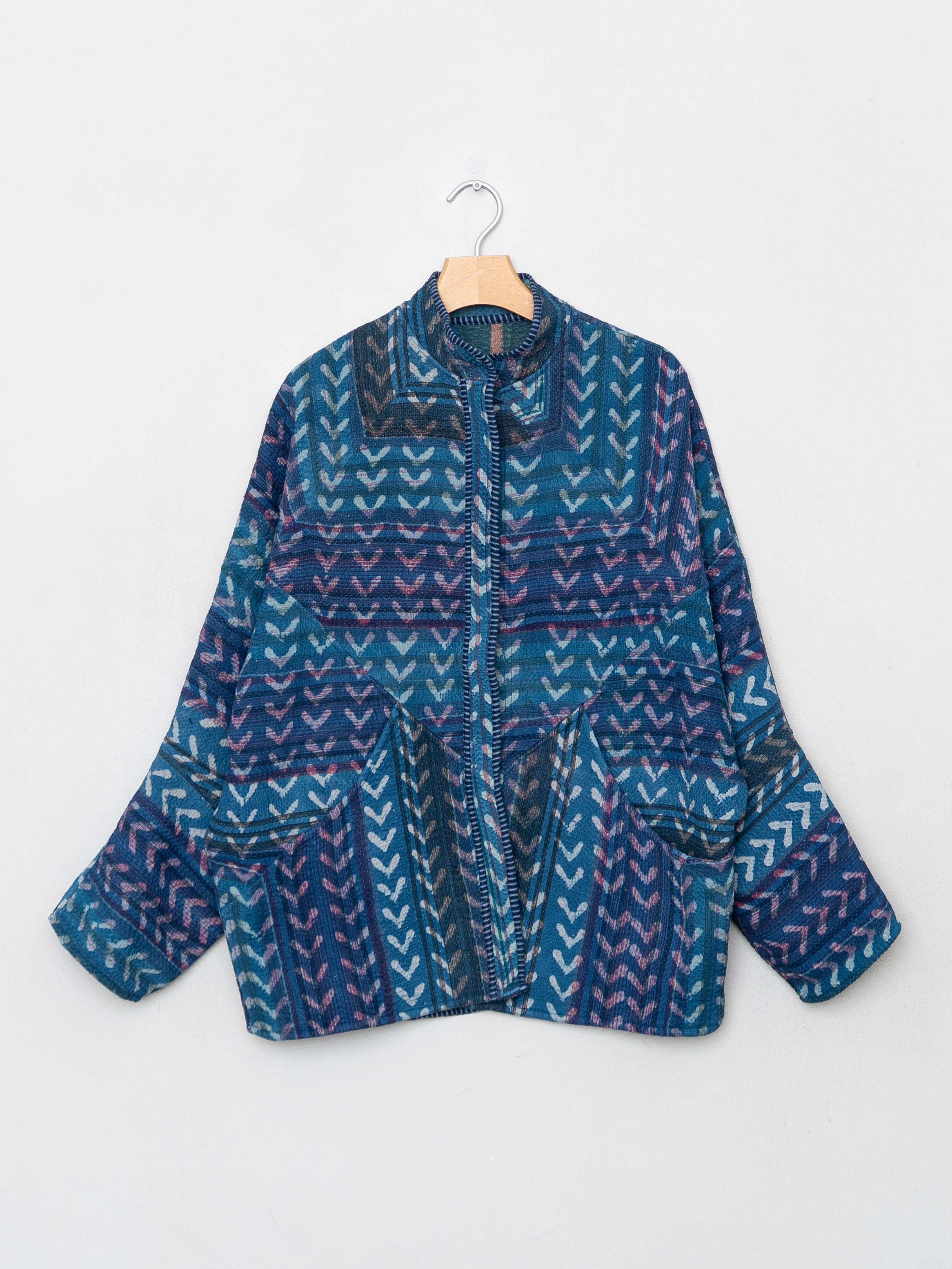 The Ishani Quilted Indigo Kantha Jacket