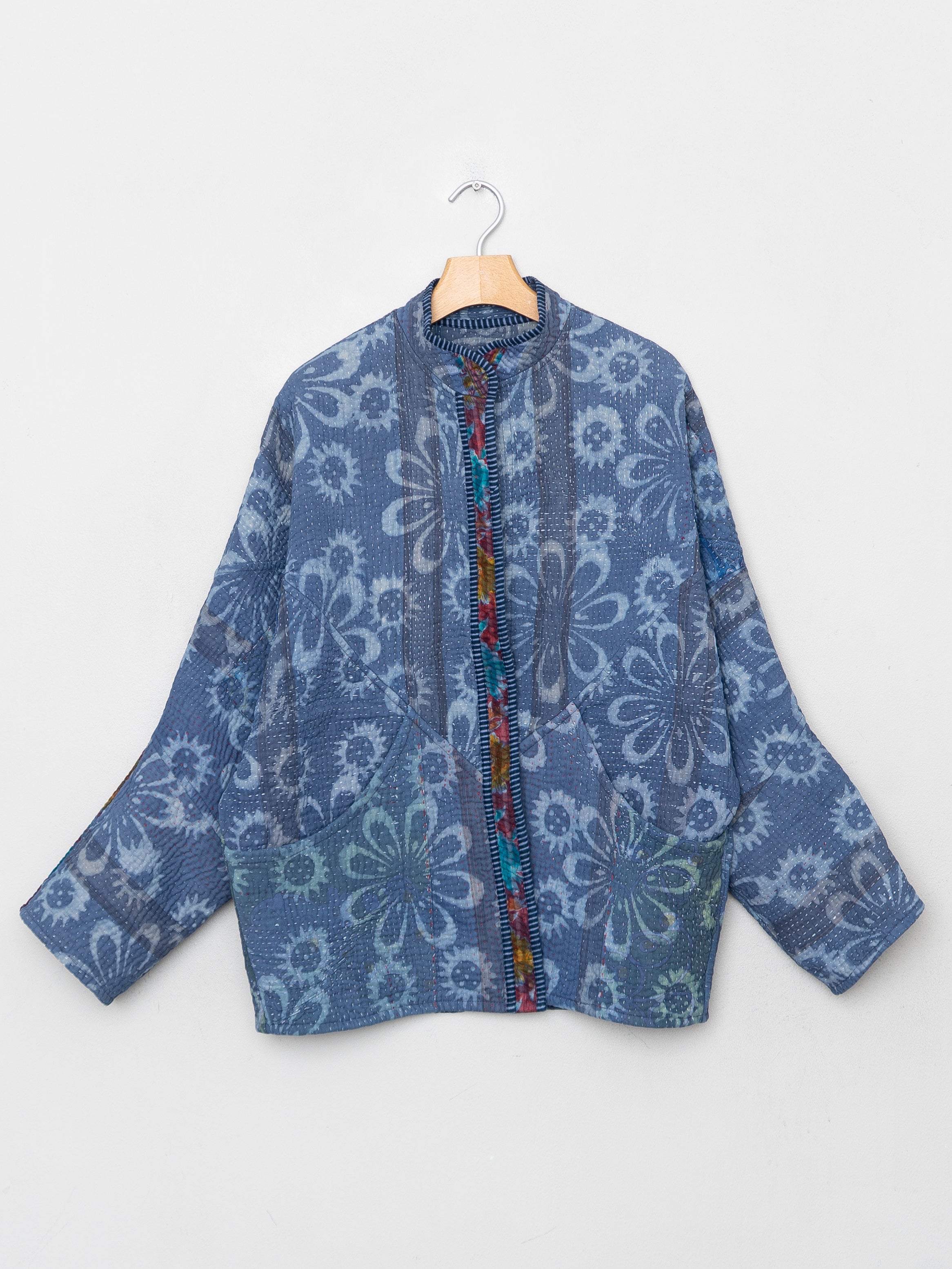 The Ishani Quilted Indigo Kantha Jacket