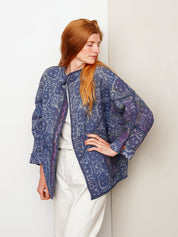 The Ishani Quilted Indigo Kantha Jacket