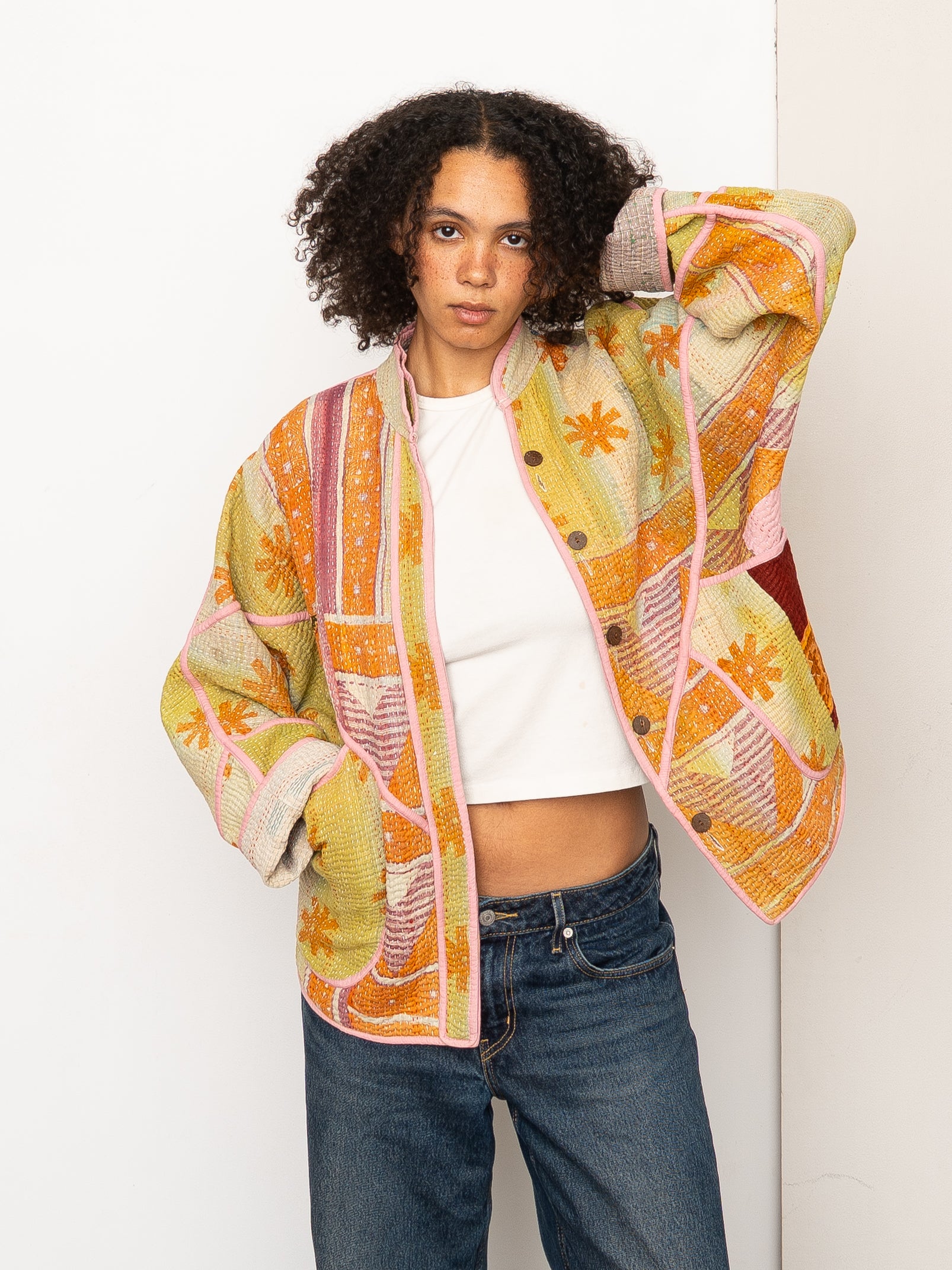 The Ladhiya Quilted Patchwork Kantha Jacket