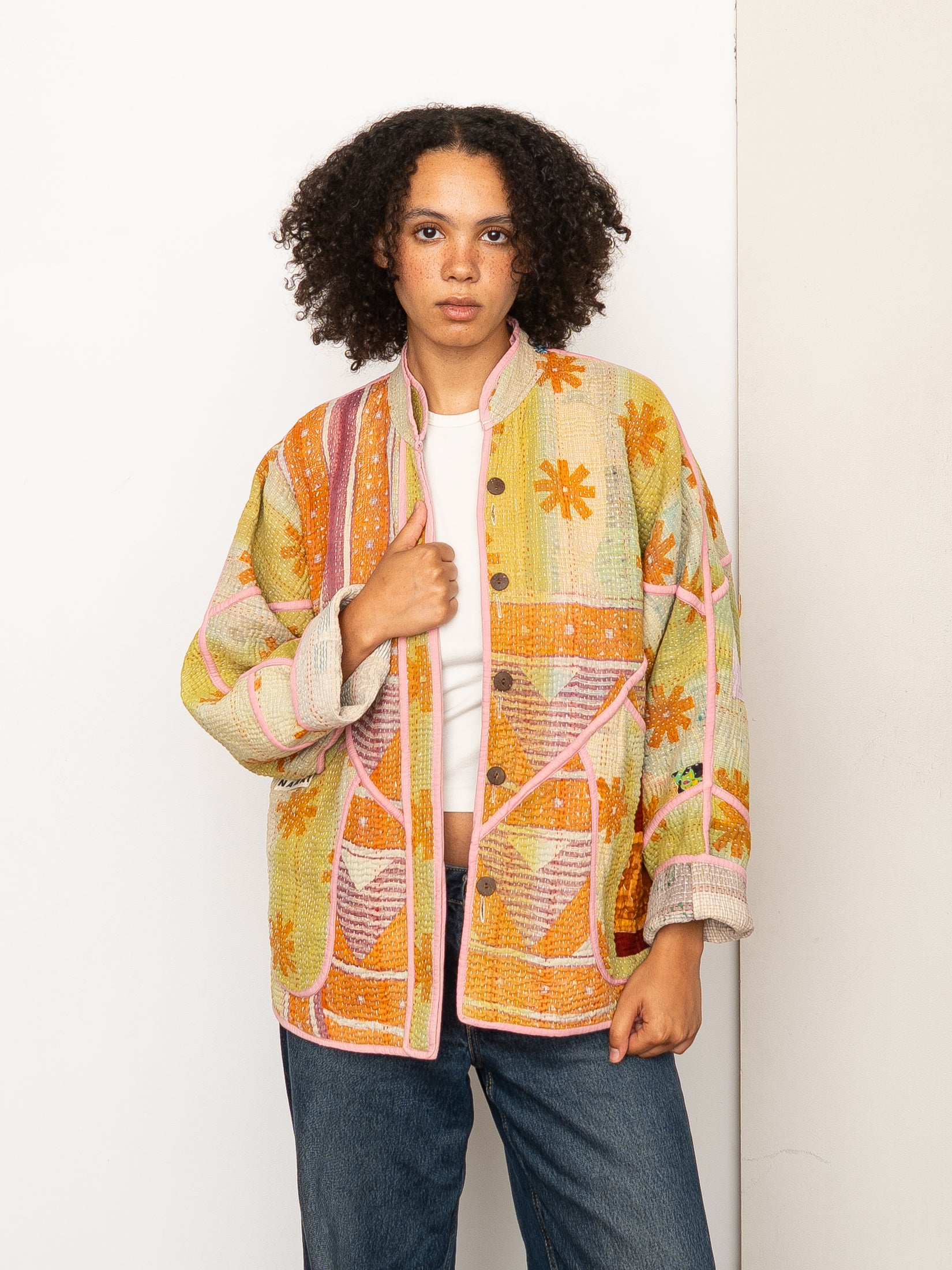 The Ladhiya Quilted Patchwork Kantha Jacket