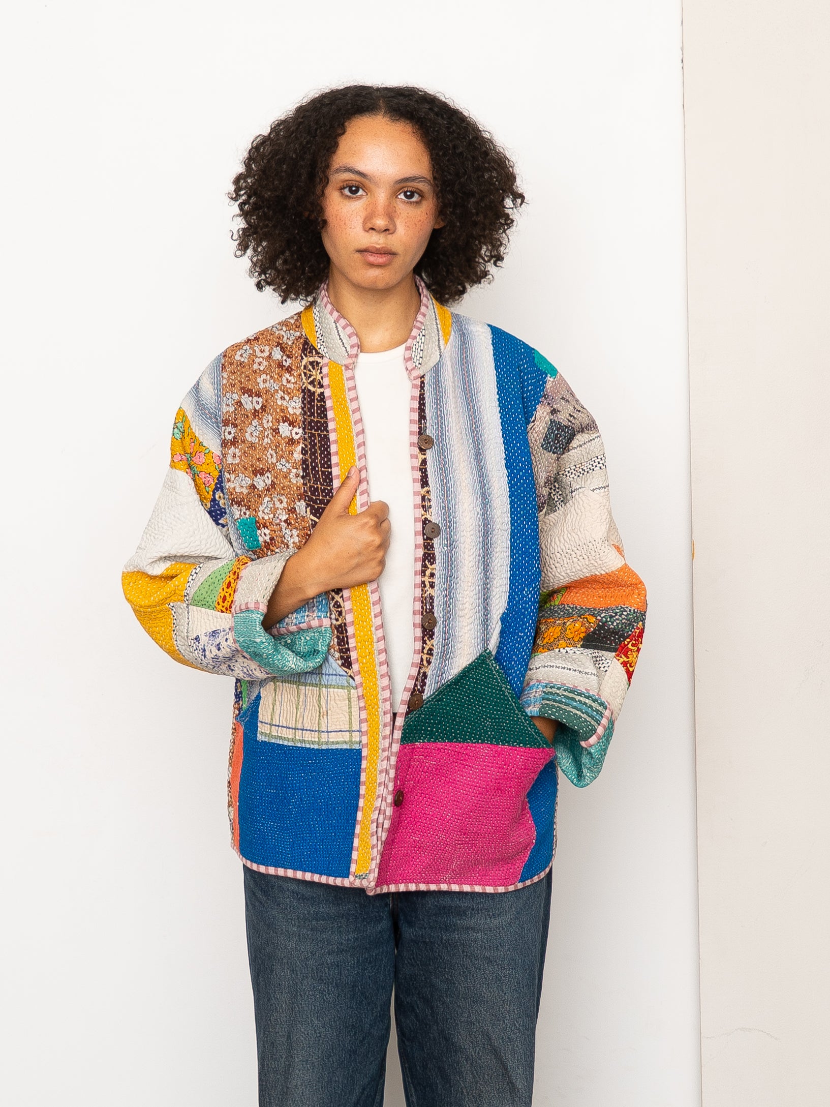 The Ladhiya Quilted Patchwork Kantha Jacket
