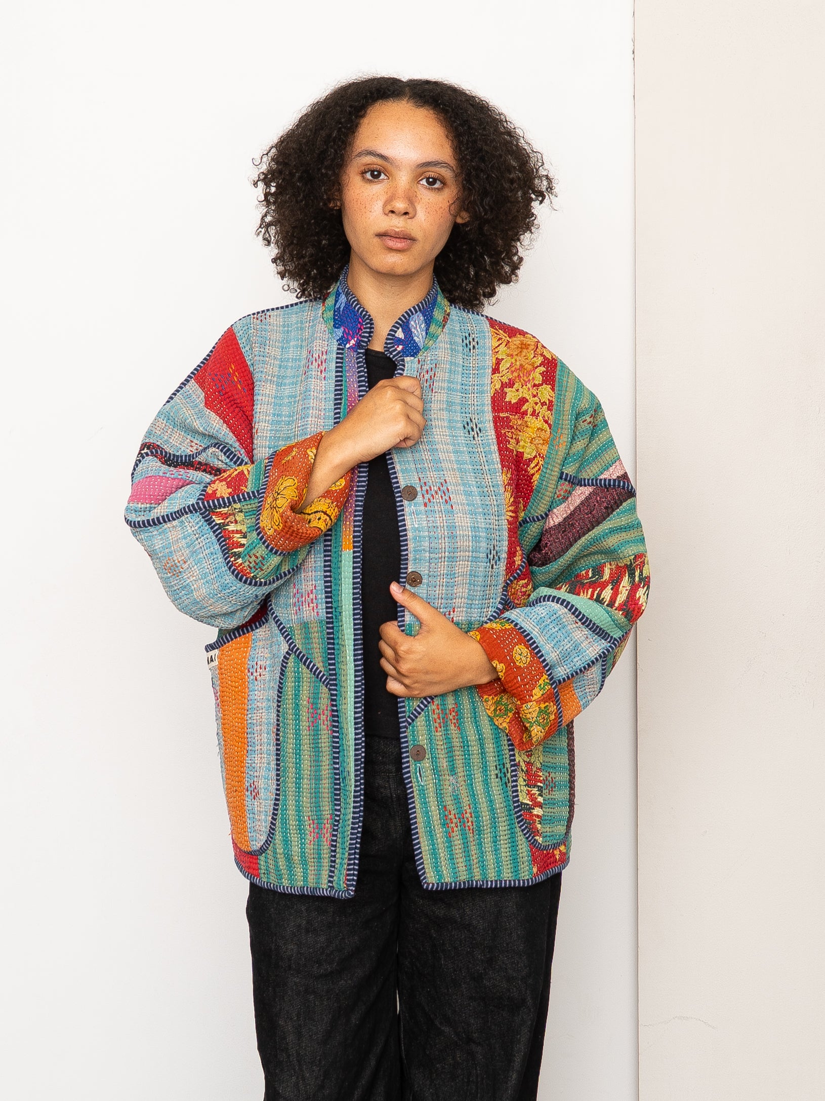 The Ladhiya Quilted Patchwork Kantha Jacket
