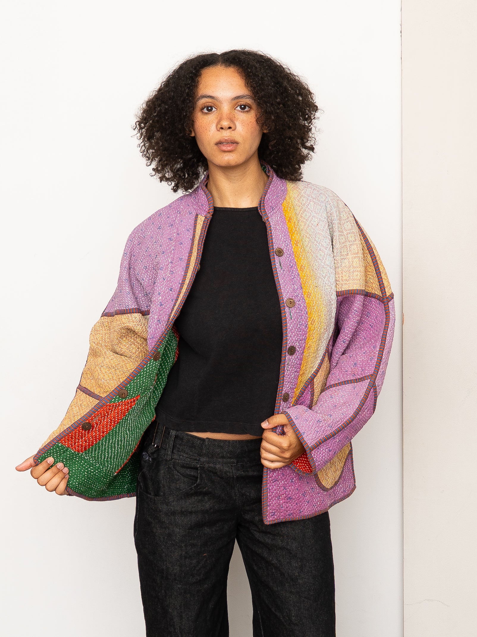 The Ladhiya Quilted Patchwork Kantha Jacket