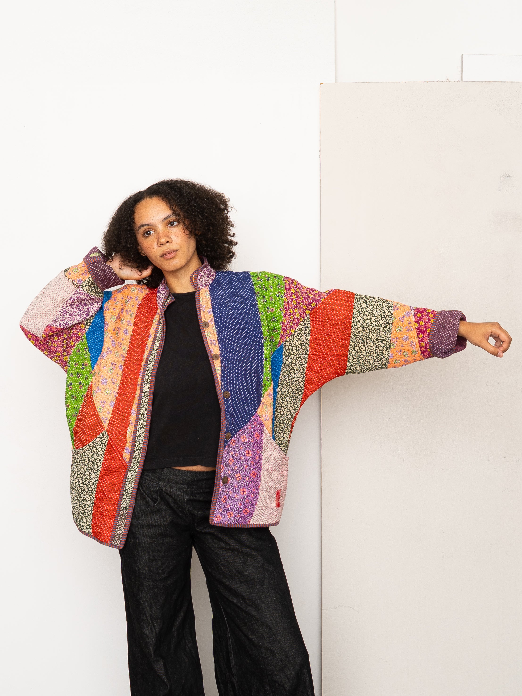 The Ladhiya Quilted Patchwork Kantha Jacket