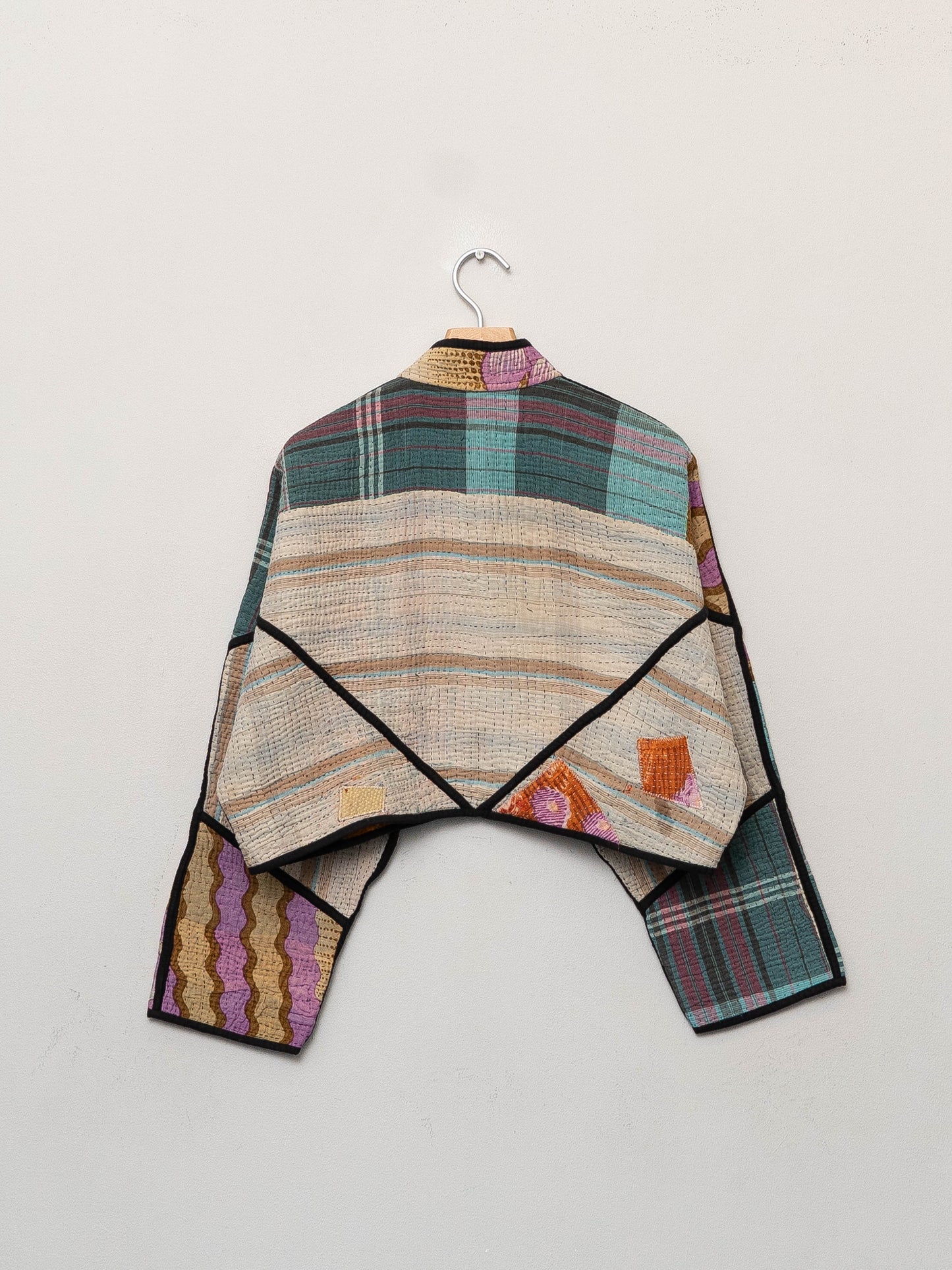 The Kaira Cropped Quilted Patchwork Kantha Jacket