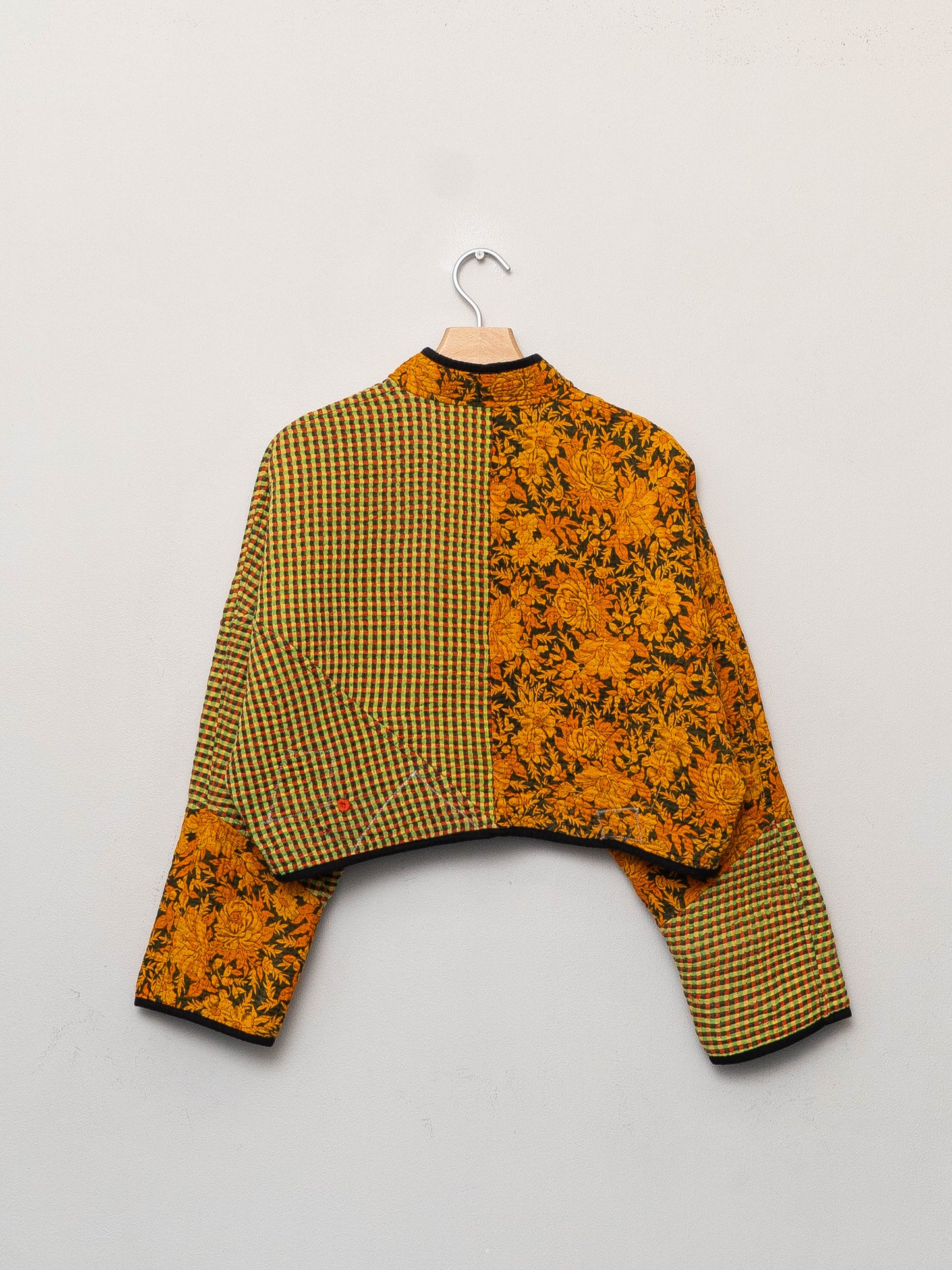 The Kaira Cropped Quilted Patchwork Kantha Jacket