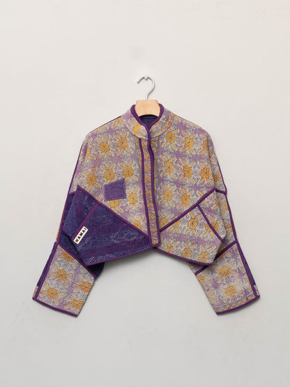 The Kaira Cropped Quilted Patchwork Kantha Jacket