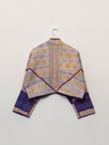 The Kaira Cropped Quilted Patchwork Kantha Jacket