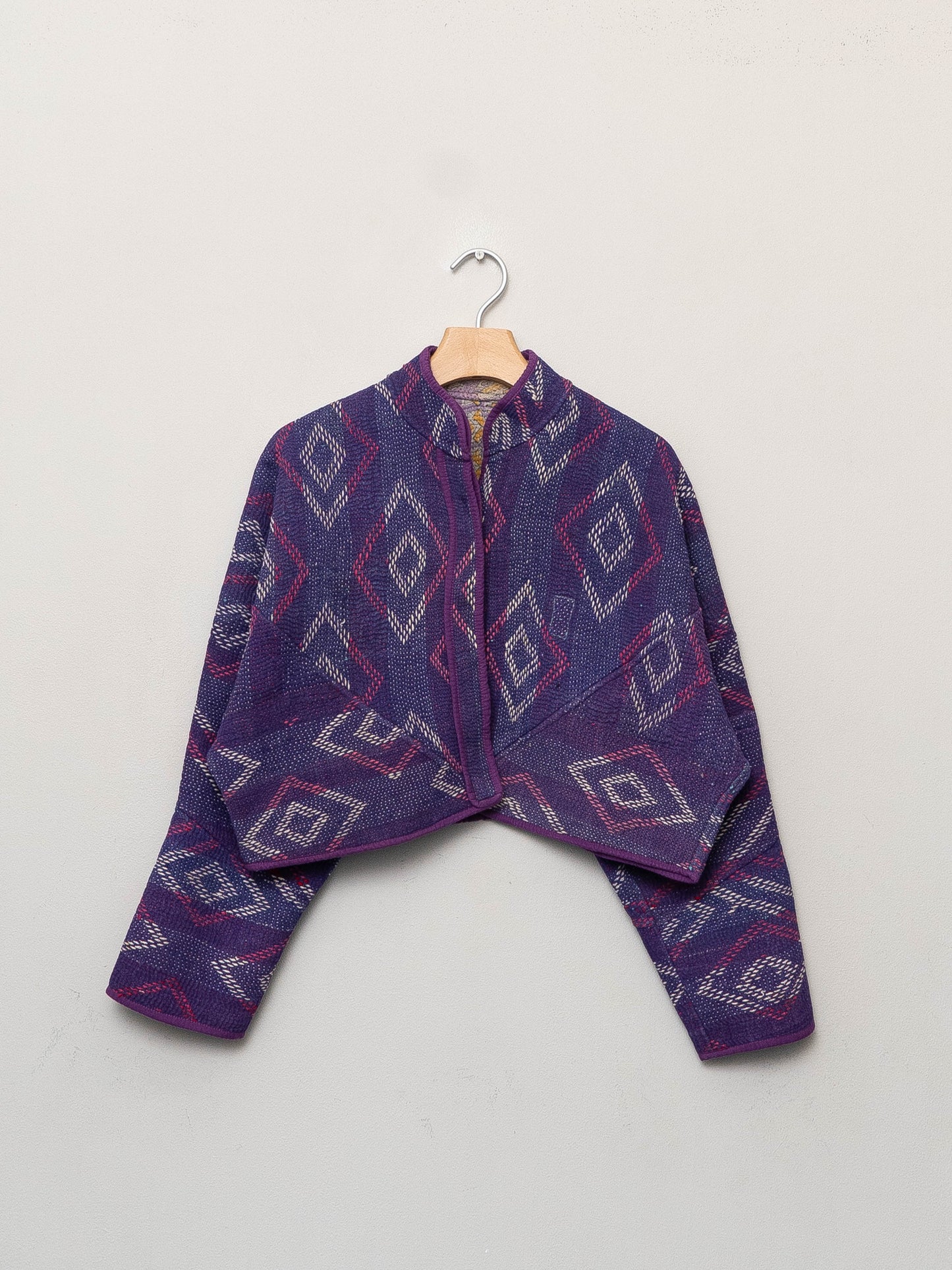 The Kaira Cropped Quilted Patchwork Kantha Jacket