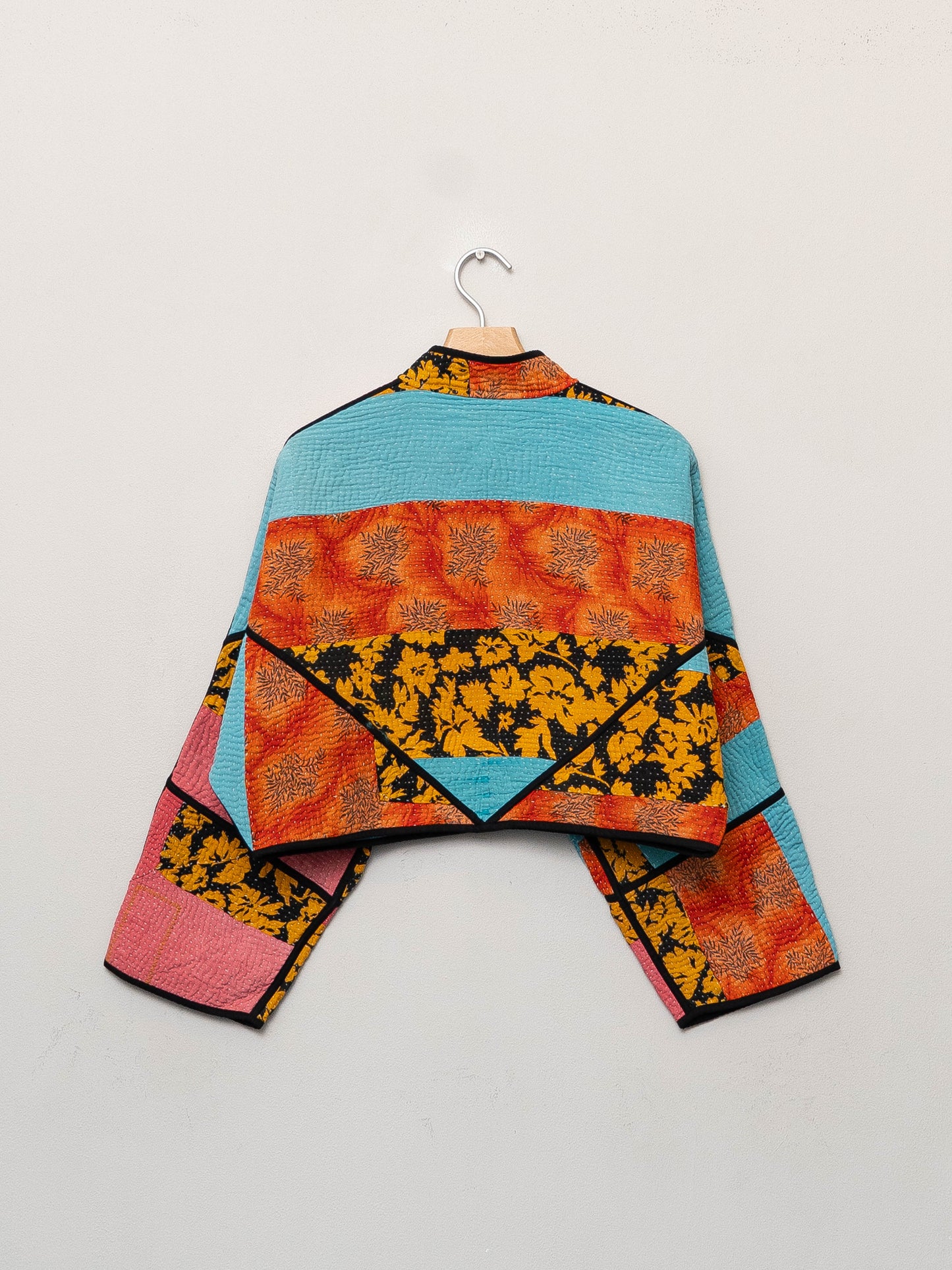 The Kaira Cropped Quilted Patchwork Kantha Jacket