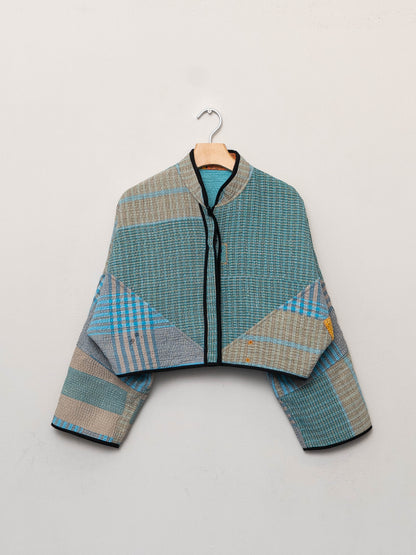 The Kaira Cropped Quilted Patchwork Kantha Jacket