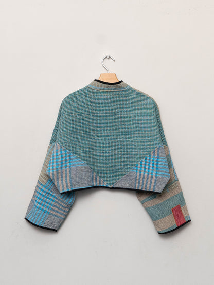 The Kaira Cropped Quilted Patchwork Kantha Jacket