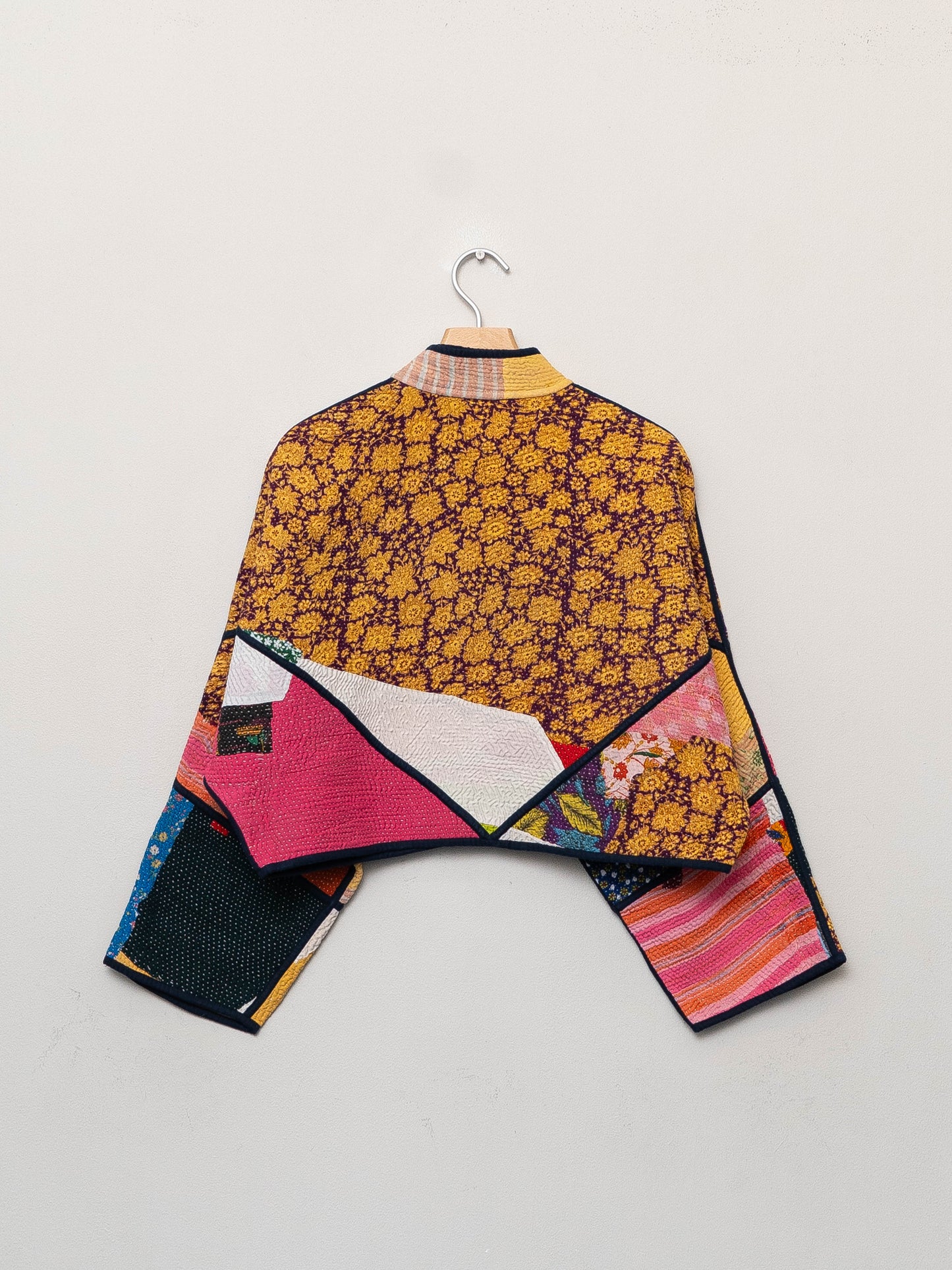 The Kaira Cropped Quilted Patchwork Kantha Jacket