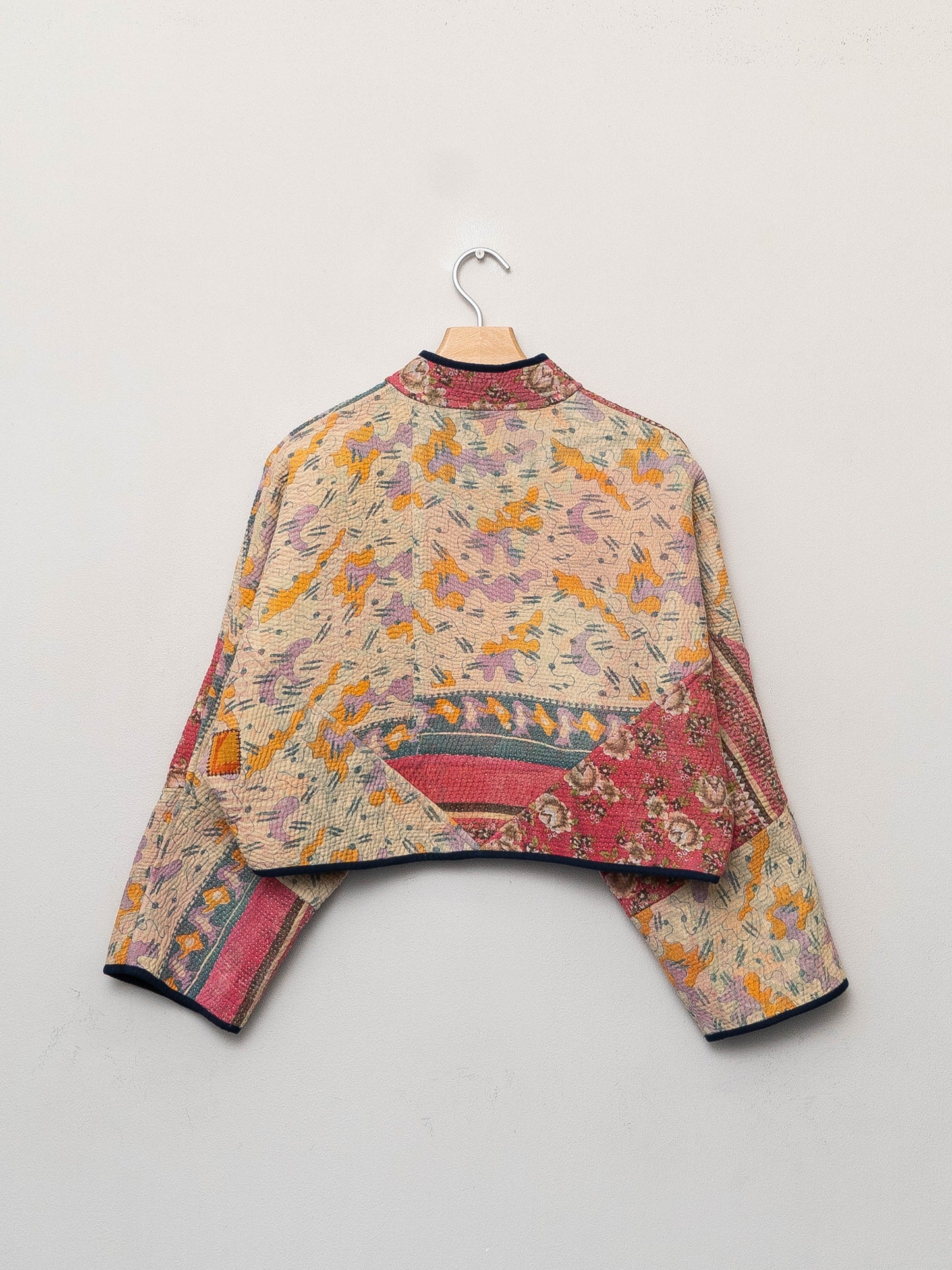 The Kaira Cropped Quilted Patchwork Kantha Jacket