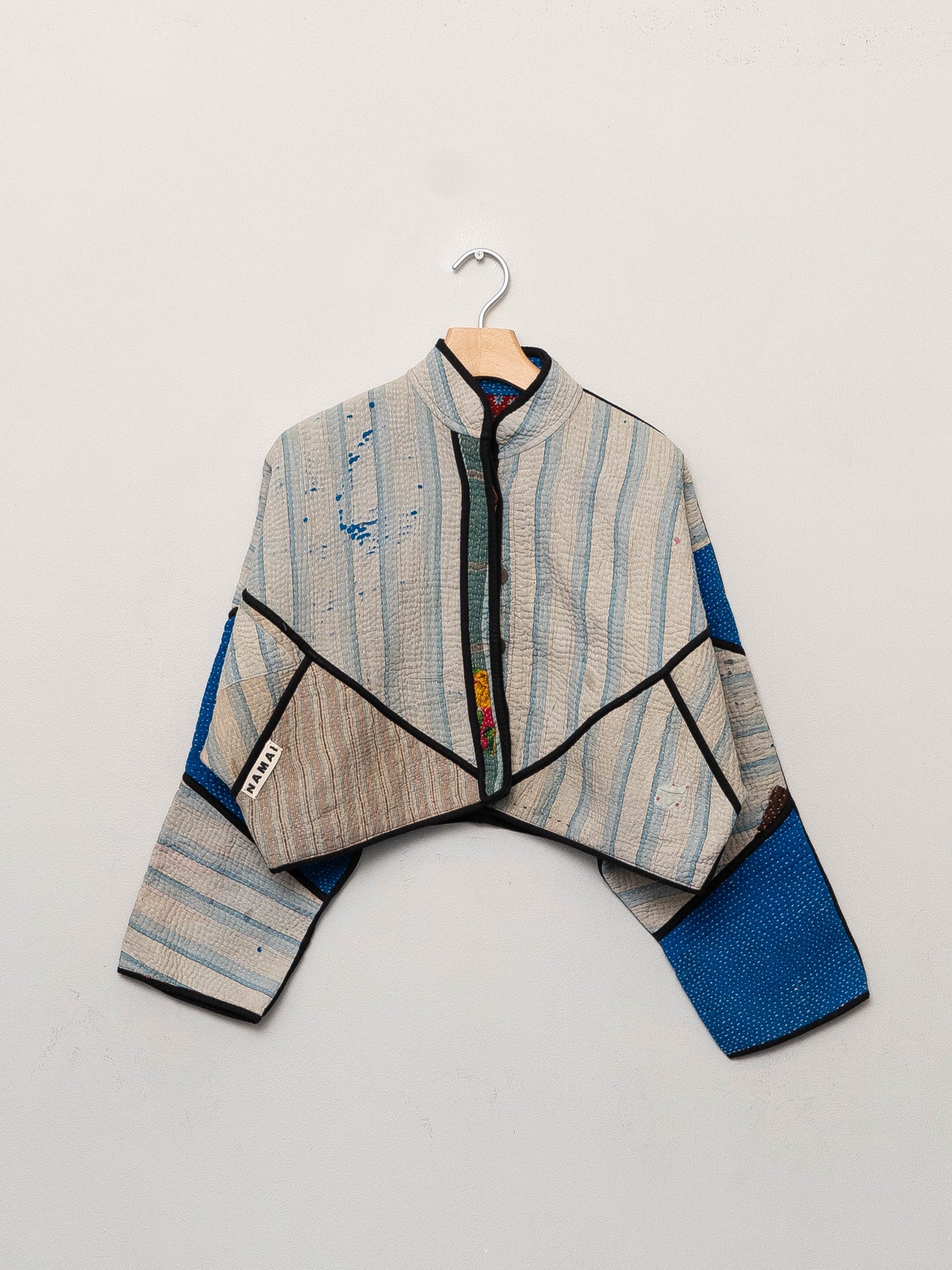 The Kaira Cropped Quilted Patchwork Kantha Jacket