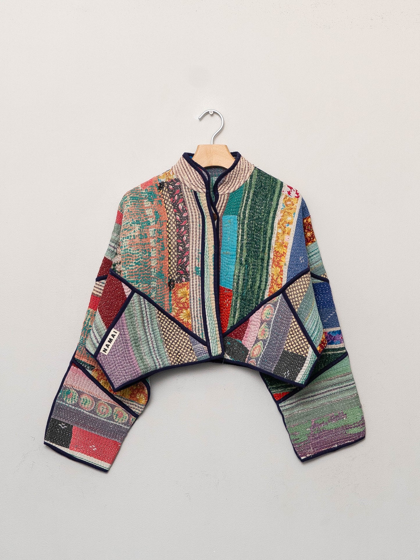 The Kaira Cropped Quilted Patchwork Kantha Jacket