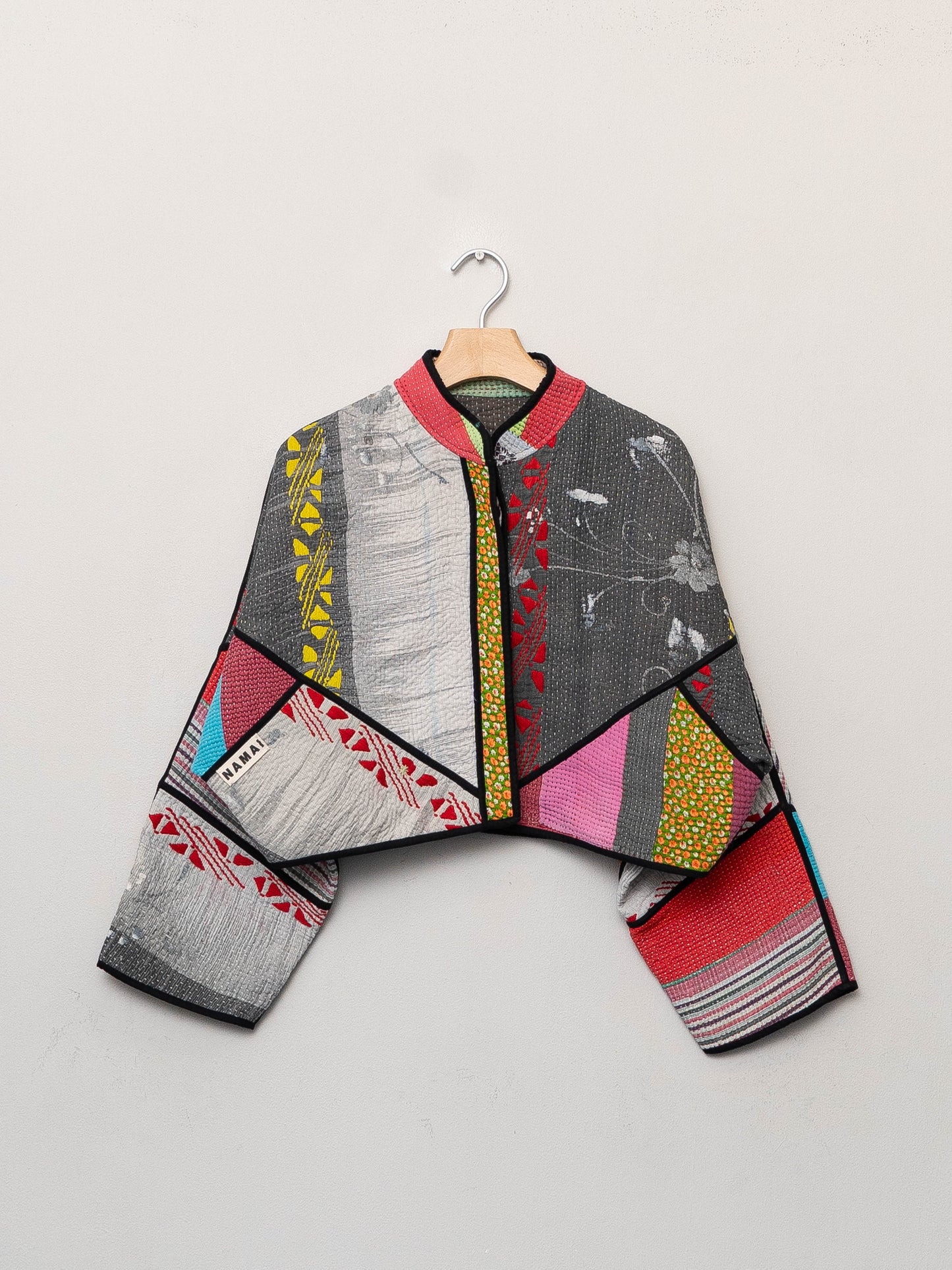 The Kaira Cropped Quilted Patchwork Kantha Jacket