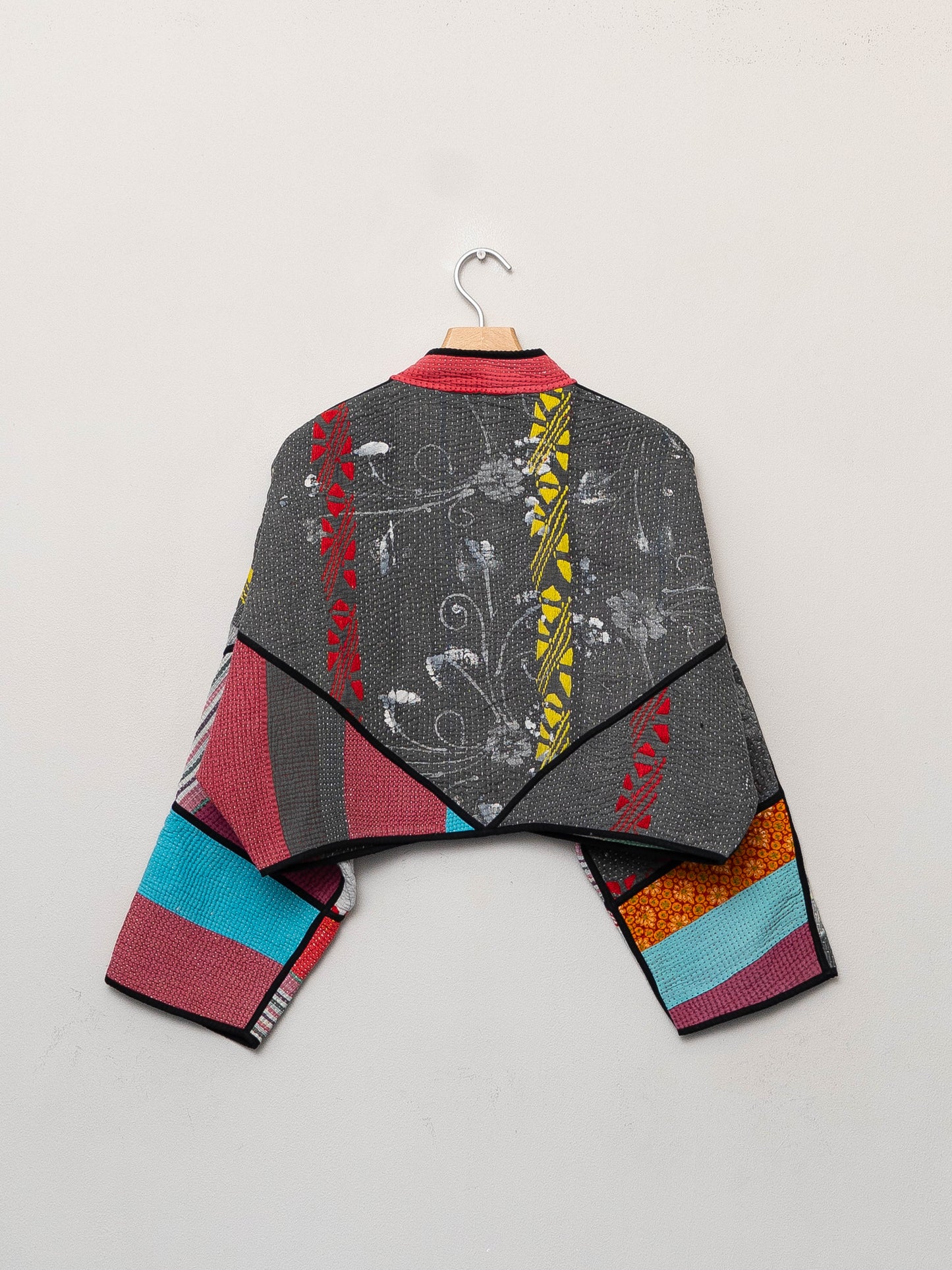 The Kaira Cropped Quilted Patchwork Kantha Jacket