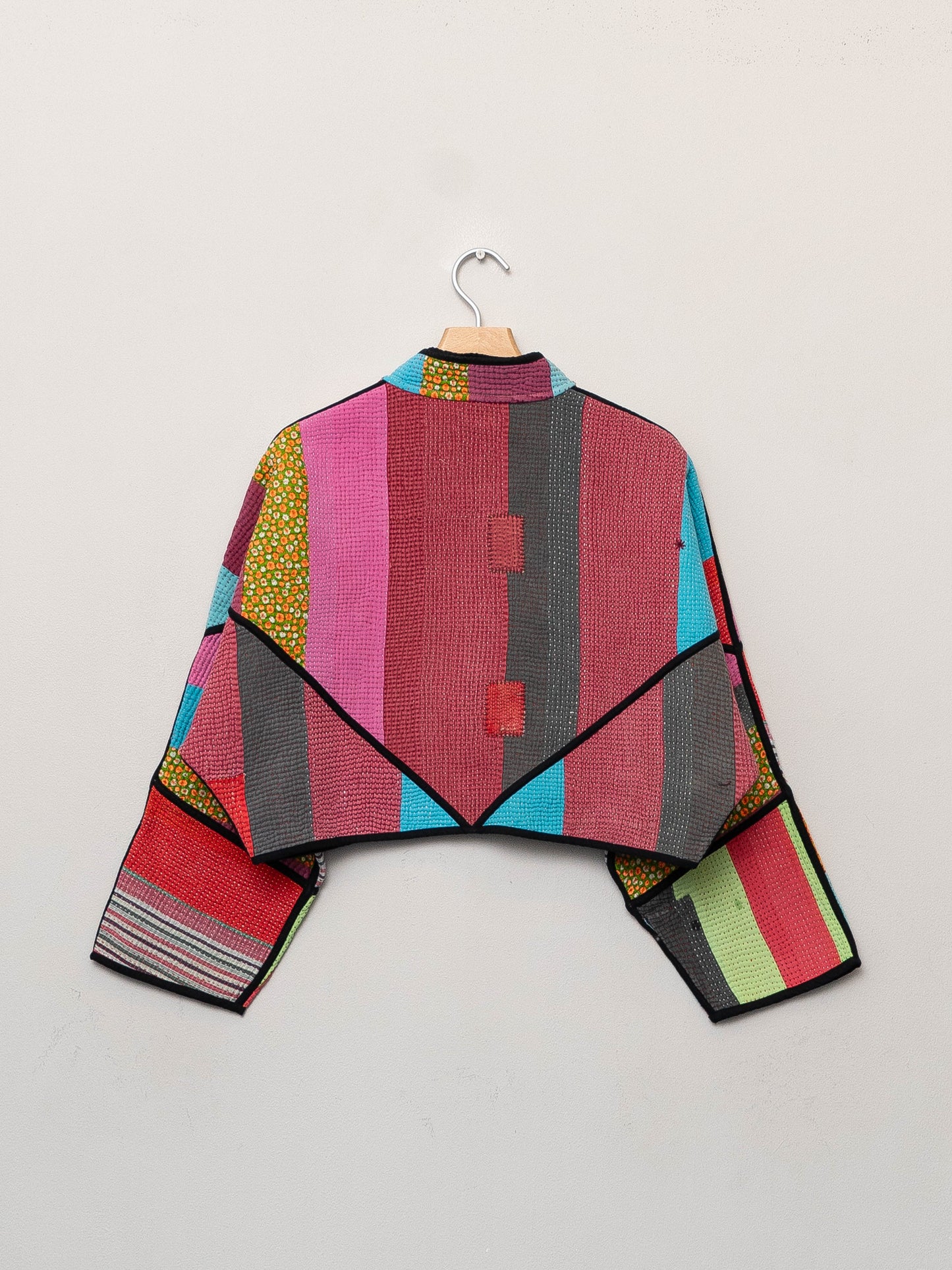 The Kaira Cropped Quilted Patchwork Kantha Jacket