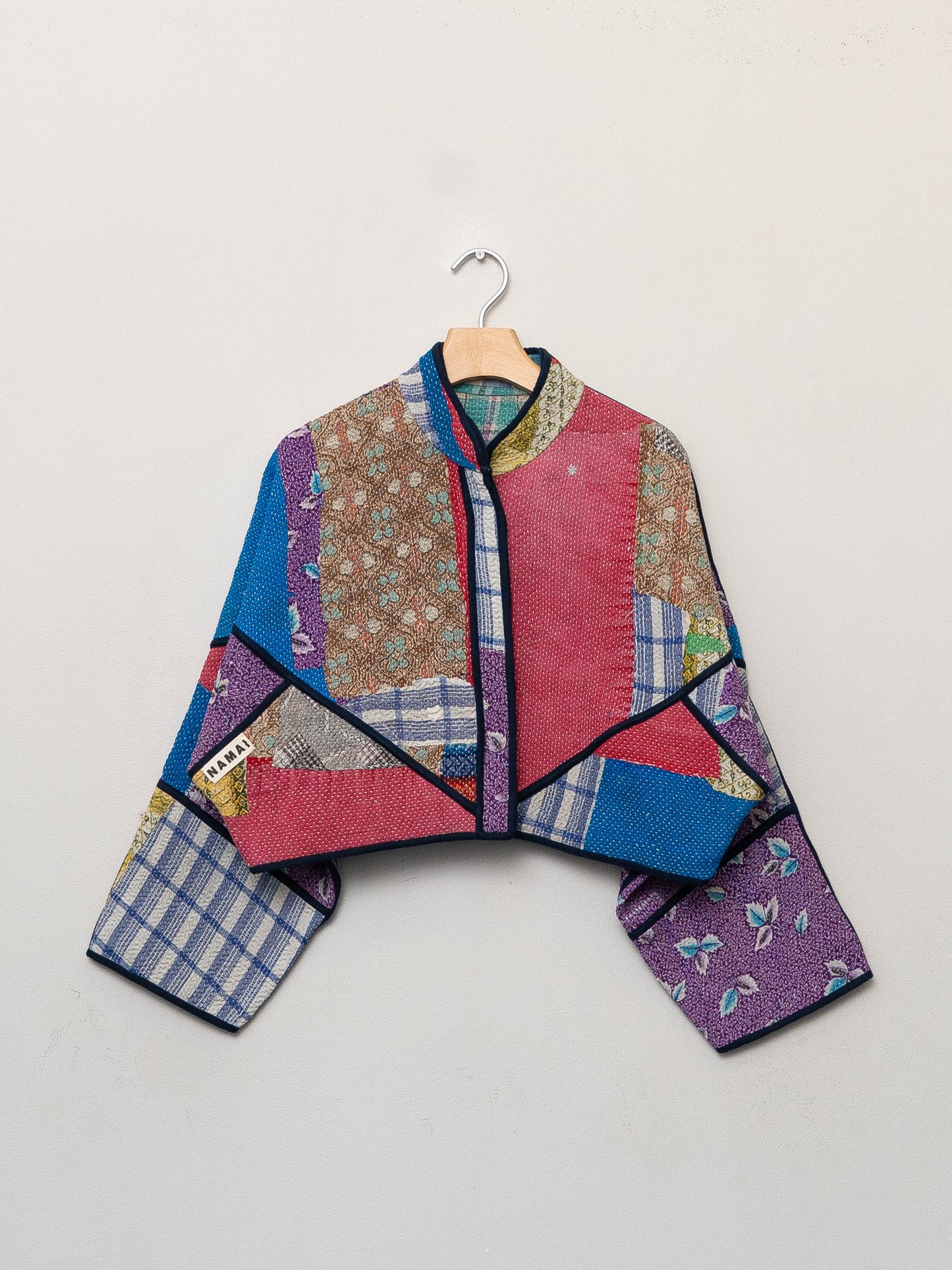 The Kaira Cropped Quilted Patchwork Kantha Jacket