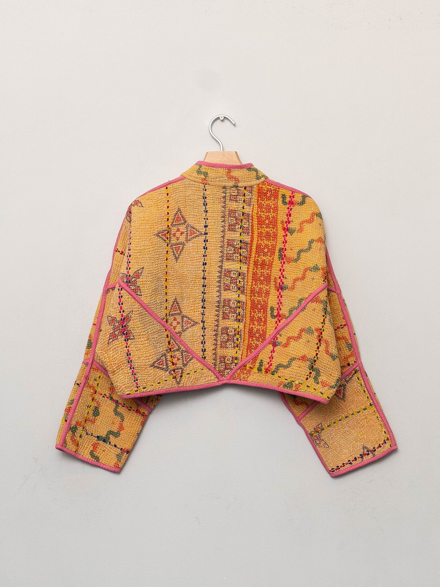 The Kaira Cropped Quilted Patchwork Kantha Jacket